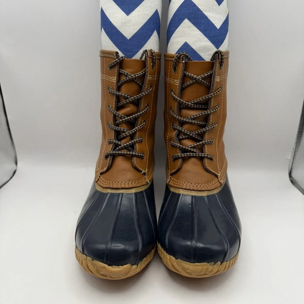 Land's End Women's Sz 8 Leather and Blue Rubber Duck Boots 502426‎
